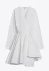 Alaïa Womens Spiral-belt Pleated Cotton-poplin Mini Dress Blanc
