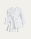Alaïa Womens Spiral-belt Pleated Cotton-poplin Mini Dress Blanc In Blanc