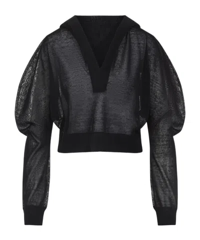 ALAÏA V-NECK LONG-SLEEVE TOP