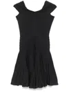 Alaïa V-neck Midweight Knit Wool Mini Dress Clothing In Grey