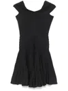 Alaïa V-neck Midweight Knit Wool Mini Dress Clothing In Grey
