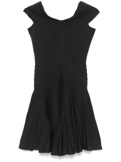 ALAÏA V-NECK MIDWEIGHT KNIT WOOL MINI DRESS