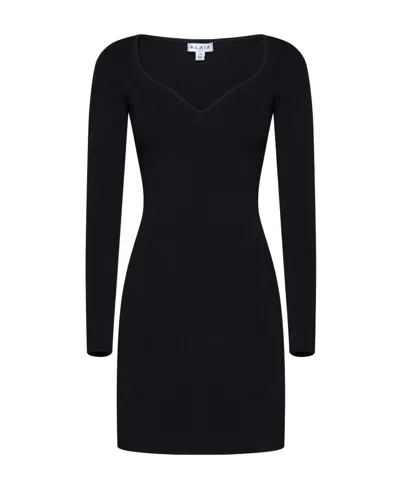 Alaïa V-neck Ribbed Minidress In Black