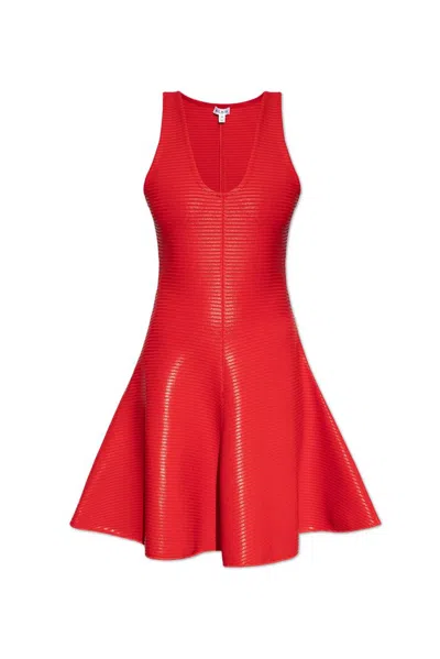 Alaïa Coated Ribbed-knit Mini Dress In Red