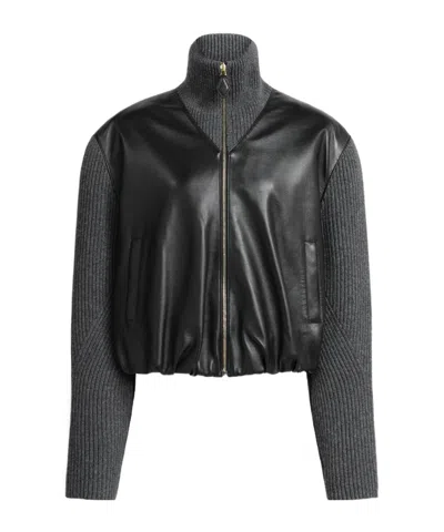 Alaïa Varsity Wool Knit Jacket In Black