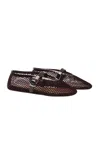 Alaïa Alaia Women Ballet Flats Mesh Ballerinas With Patent Leather Profiles In Burgundy