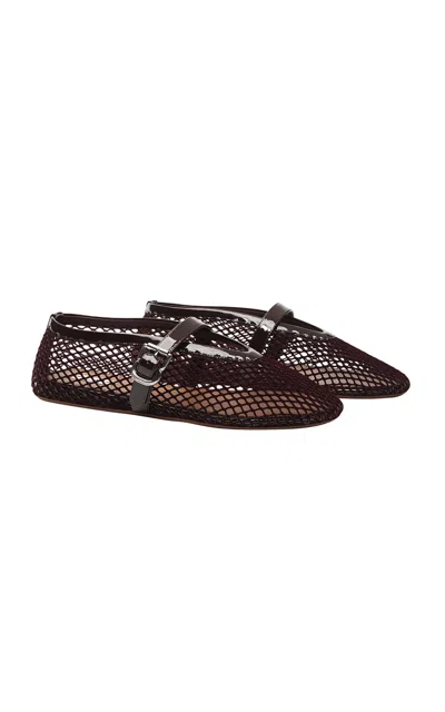 ALAÏA ALAÏA VELVET-EFFECT FISHNET BALLET FLATS