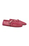Alaïa Velvet-effect Fishnet Ballet Flats In Pink