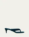 Alaïa Velvet Kitten-heel Thong Sandals In Black