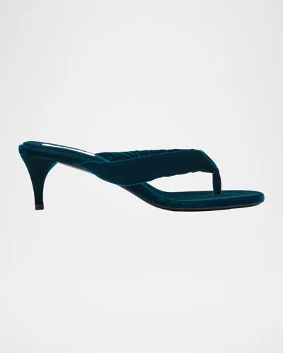 Alaïa Velvet Kitten-heel Thong Sandals In Multi
