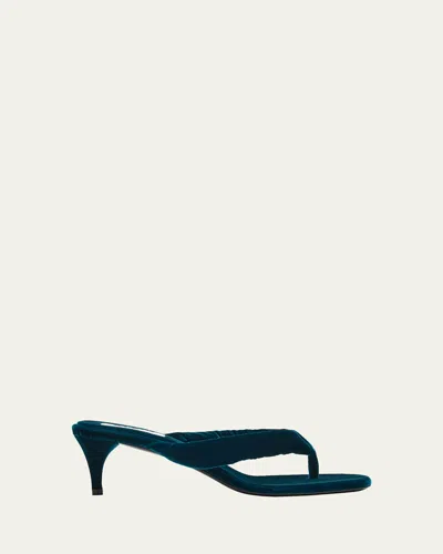 Alaïa Velvet Kitten-heel Thong Sandals In Multi