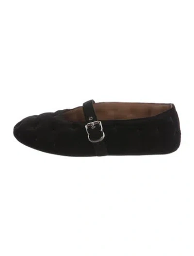 Pre-owned Alaïa Velvet Mary Jane Flats In Black