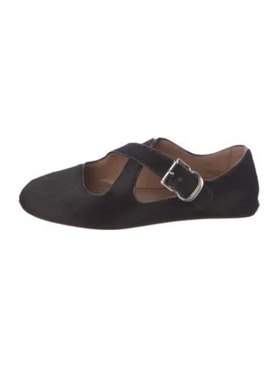 Pre-owned Alaïa Velvet Mary Jane Flats In Black