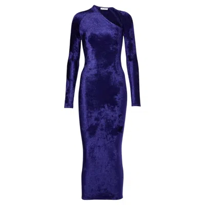 Pre-owned Alaïa Velvet Maxi Dress Fr38 In Purple