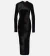 Alaïa Velvet Midi Dress In Schwarz