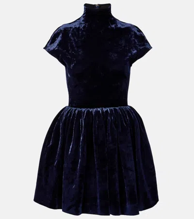 Alaïa Velvet Minidress In Blue