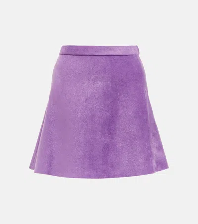 Alaïa Velvet Miniskirt In Purple