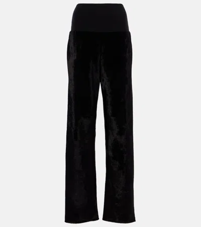 Alaïa Velvet Straight Trousers In Black