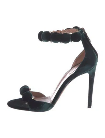 Pre-owned Alaïa Velvet Studded Accents Sandals In Green
