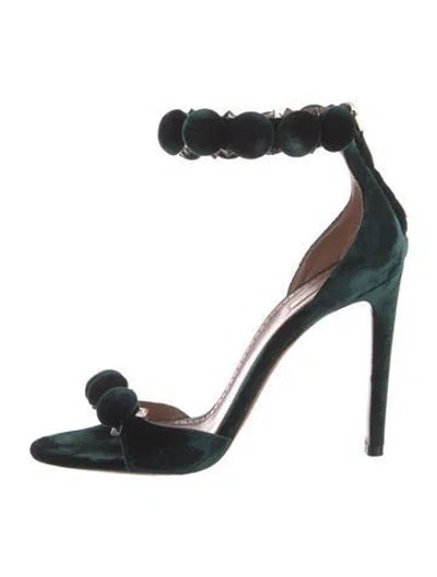 Pre-owned Alaïa Velvet Studded Accents Sandals In Green