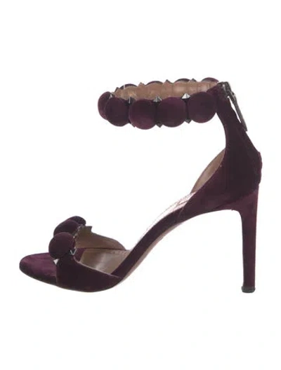 Pre-owned Alaïa Velvet Studded Accents Sandals In Purple