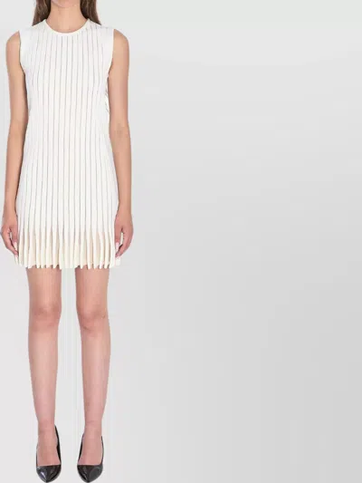 Alaïa Vertical Stripe Sleeveless Knit Dress In White