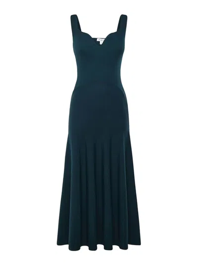 Alaïa Ribbed Knit Dress In Green