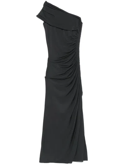 Alaïa Alaia Vestido Pipe P Honor Petroleo Drapeado In Black