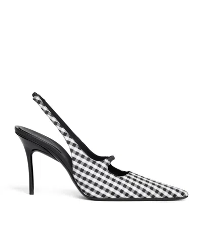 Alaïa 90 Checked Leather-trimmed Canvas Slingback Pumps In Animal Print