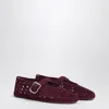 Alaïa Vienne Perforated Suede Buckle Ballerina Flats In Burgundy