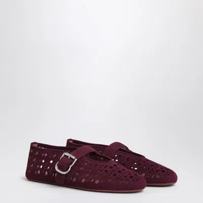 ALAÏA VIENNE BALLERINA IN GARNET RED SUEDE