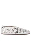 Alaïa Crystal Embellished Leather Ballerinas In White