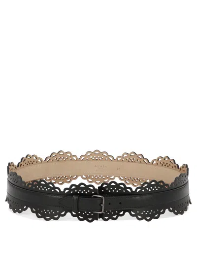 Alaïa Vienne Black Perforated Leather Belt