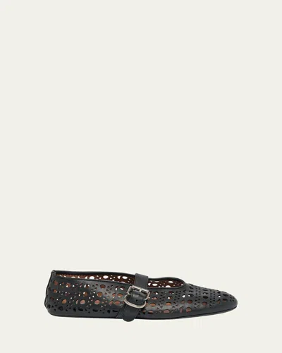 ALAÏA VIENNE CUTOUT MARY JANE BALLERINA FLATS