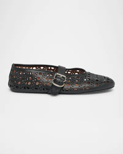 Alaïa Vienne Cutout Mary Jane Ballerina Flats In Black