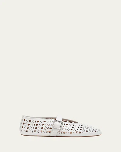 Alaïa Vienne Cutout Mary Jane Ballerina Flats In White