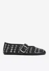 Alaïa Vienne Eyelet Leather Ballet Flats In Black