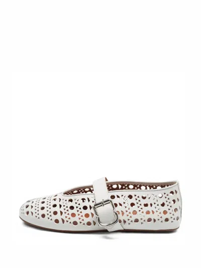 Pre-owned Alaïa Vienne Laser-cut Ballet Flats In White