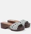 Alaïa Vienne Leather And Wood Slides In Green