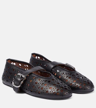 Alaïa Vienne Leather Ballet Flats In Black