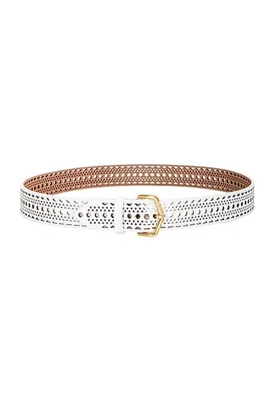Alaïa Neo Vienne White Leather Belt In Blanc Optique