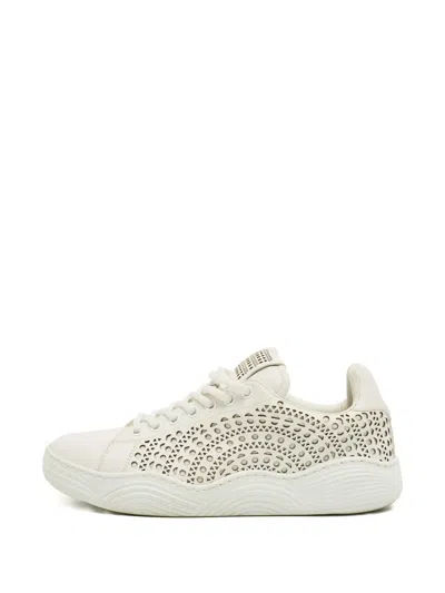 Pre-owned Alaïa Vienne Leather Cutout Sneakers In White