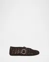 Alaïa Alaia Laser-cut Vienne Ballet Flats In Black Leather