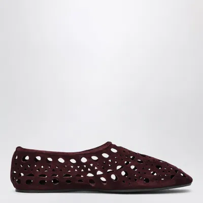 Alaïa Alaia Vienne Perforated Suede Slippers In Burgundy