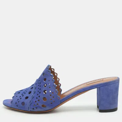 Pre-owned Alaïa Vienne Size 37 Blue Suede Mules