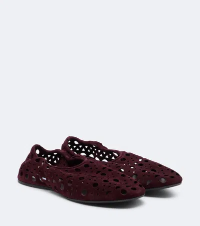 Alaïa Vienne Suede Ballet Flats In Burgundy