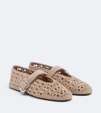 Alaïa Vienne Suede Mary Jane Flats In Brown
