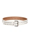 Alaïa White Perforated Leather Belt In Blanc Optique