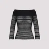 Alaïa Boat Neck Vienne Motif Long Sleeve Top In Noir Alaia