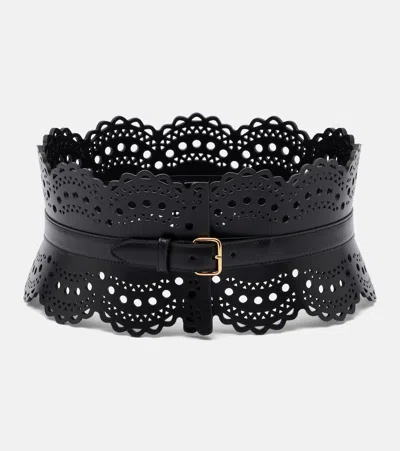 Alaïa Vienne Wave Leather Belt In Black